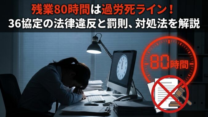 残業80時間は過労死ライン！36協定の法律違反と罰則、対処法を解説