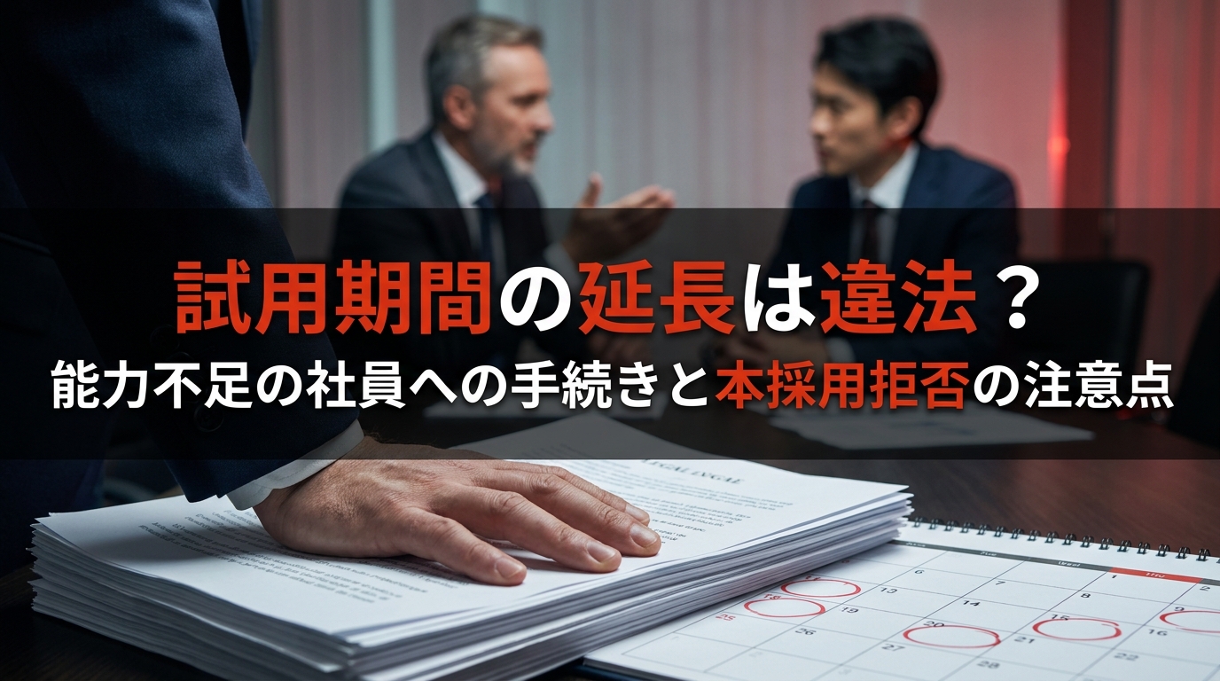 試用期間の延長は違法？能力不足の社員への手続きと本採用拒否の注意点