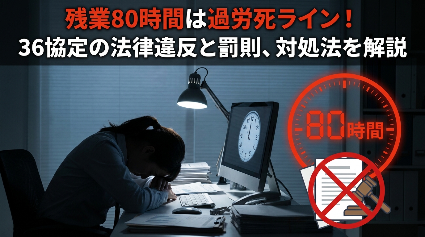 残業80時間は過労死ライン！36協定の法律違反と罰則、対処法を解説