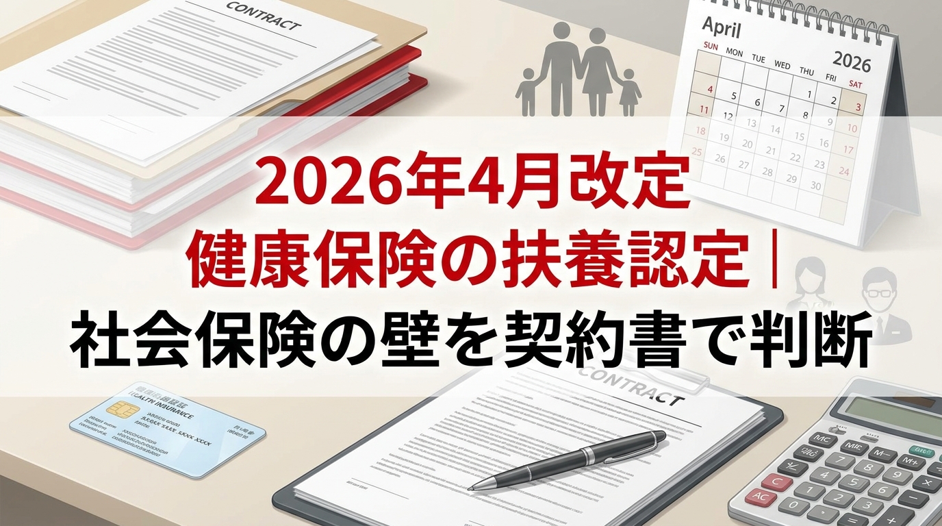  2026年4月改定 健康保険の扶養認定｜社会保険の壁を契約書で判断