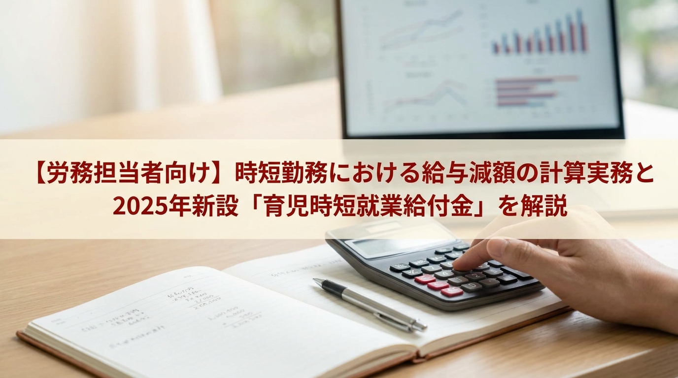 【労務担当者向け】時短勤務における給与減額の計算実務と2025年新設「育児時短就業給付金」を解説